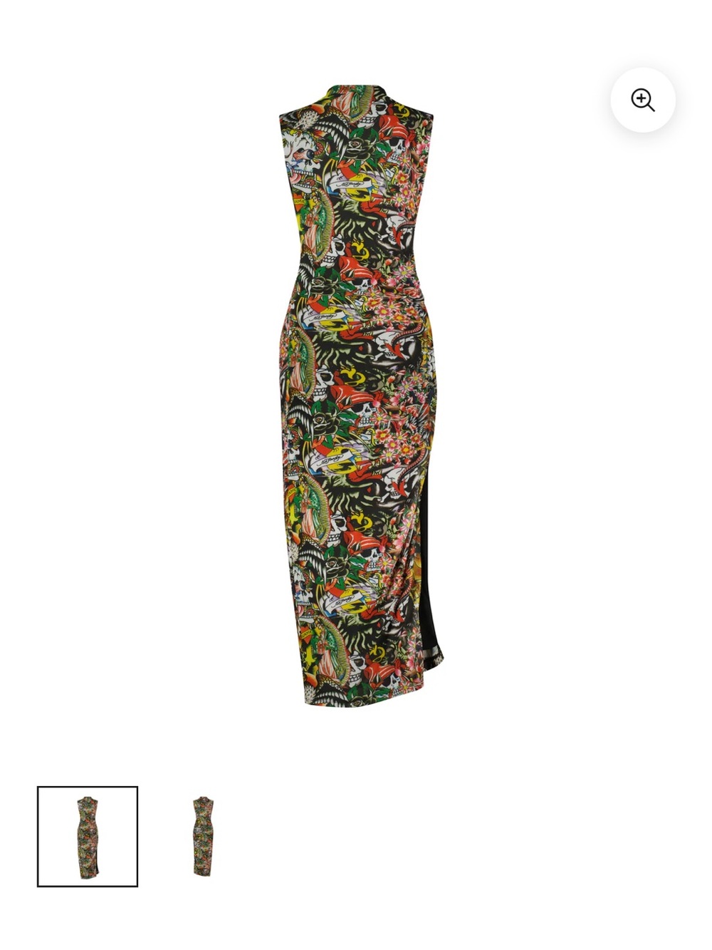 NWT Ed Hardy Tattoo Collage Print Mesh Maxi Dress